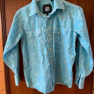 Cowboy Pearl Snap Teal Shirt